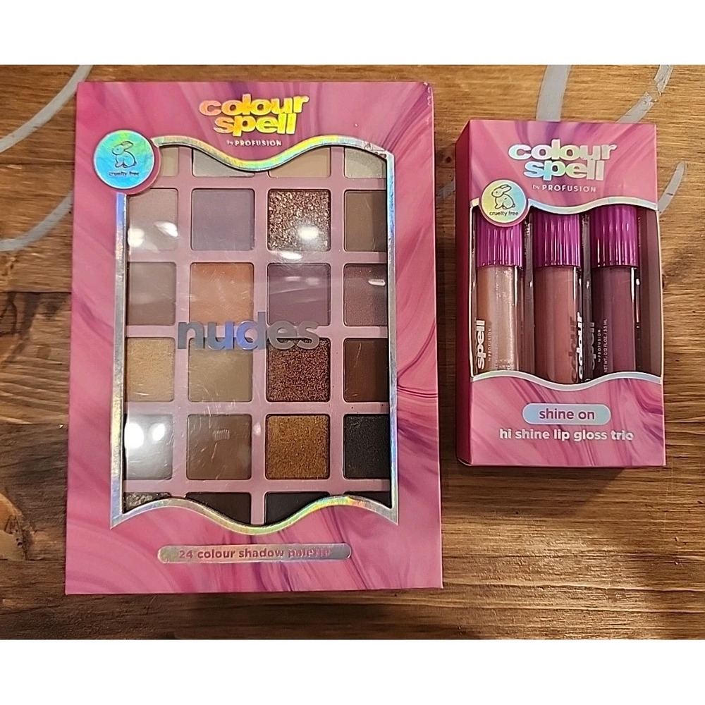 NEW Color Spell Eyeshadow NUDE Palette‎ & SHINE ON Lip Gross Set